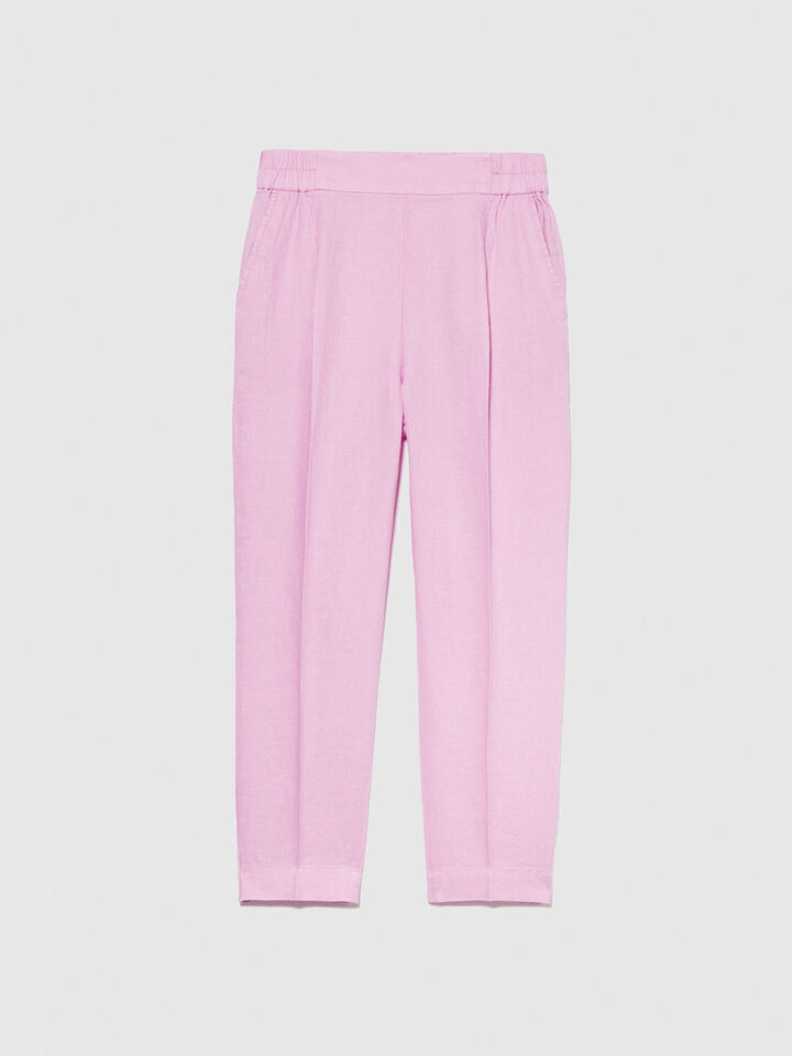 100% linen joggers - women's joggers - Soft Pink | Sisley image number 6